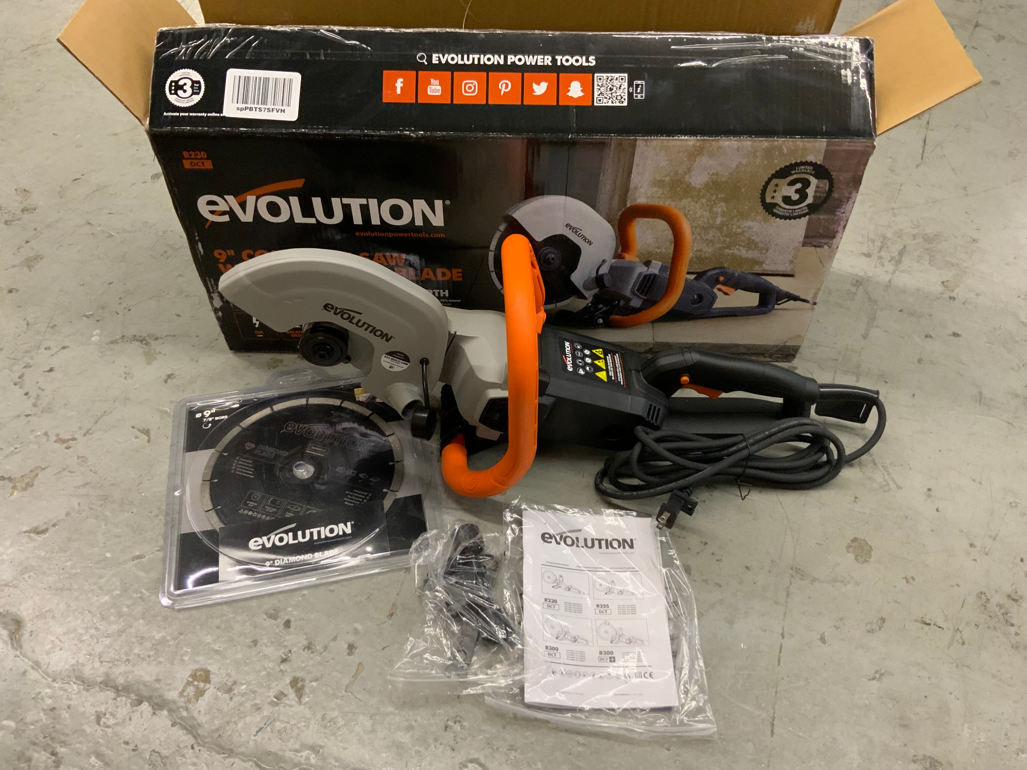 Evolution R230DCT - 9 Inch Electric Concrete Saw W/ 9 Inch Diamond Blade (8089541771502)